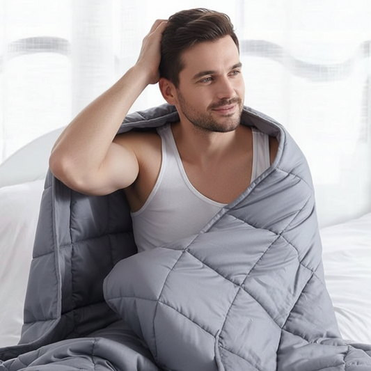 Foto van man met FocusBlanket voor The Focus Club