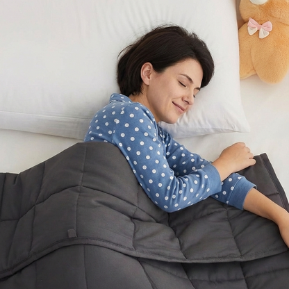 Foto van vrouw met FocusBlanket voor The Focus Club